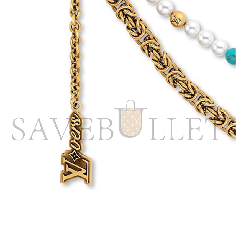 LOUIS VUITTON PEARLS CHAIN BELT AND BAG CHARM M02097
